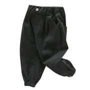 ZHUASHUM Baby Pants For Boys Summer Straight Leg Solid Color Trousers Relax Fit Casual Pants Sweartpants Comfortable Wear Black 18-24 Months